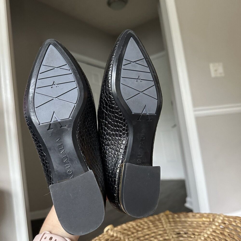 Aquatalia Women’s Loafer Perci Gold Black Crocodile Embossed Leather Size 5 $350 - Picture 11 of 14